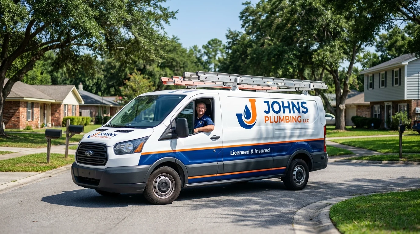 Johns Plumbing LLC service van in Quincy, CA